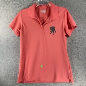 Under Armour Top Women's Large Polo Coral Wounded Warrior Project Short‎ Sleeve